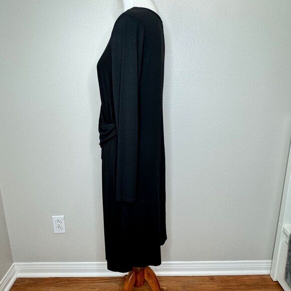 J. JILL WEAREVER COLLECTION Dress MDM Black Asymmetrical Rouching Long Sleeves - Picture 6 of 12